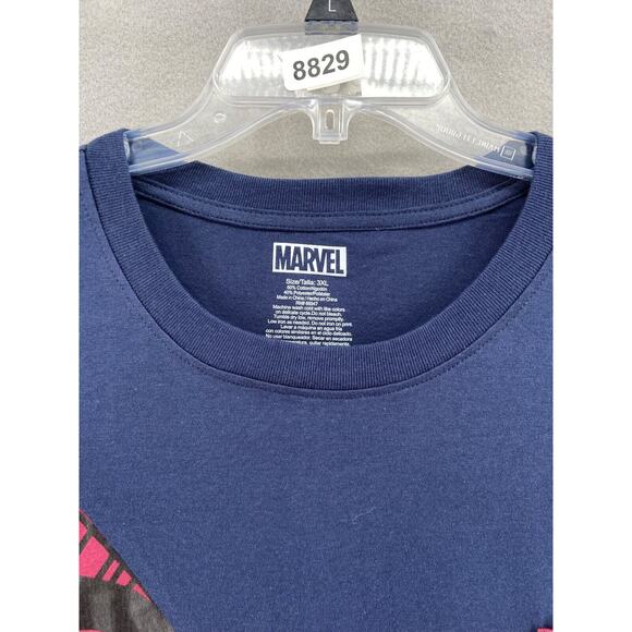 MARVEL SPIDERMAN T-Shirt 3XL WITH GREAT POWER Blue Maroon Diagonal Graphic - Picture 10 of 10